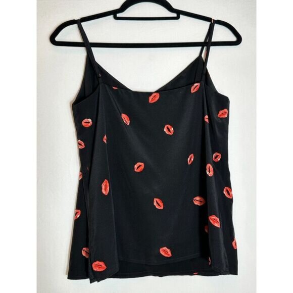L'AGENCE 100% Silk Jane Lip Print Tank Top Size Small - Picture 4 of 6